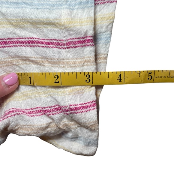 Gap Linen Blend Shorts Womens XL Striped Yellow Pink Blue High Rise Beach Boho - Picture 5 of 8